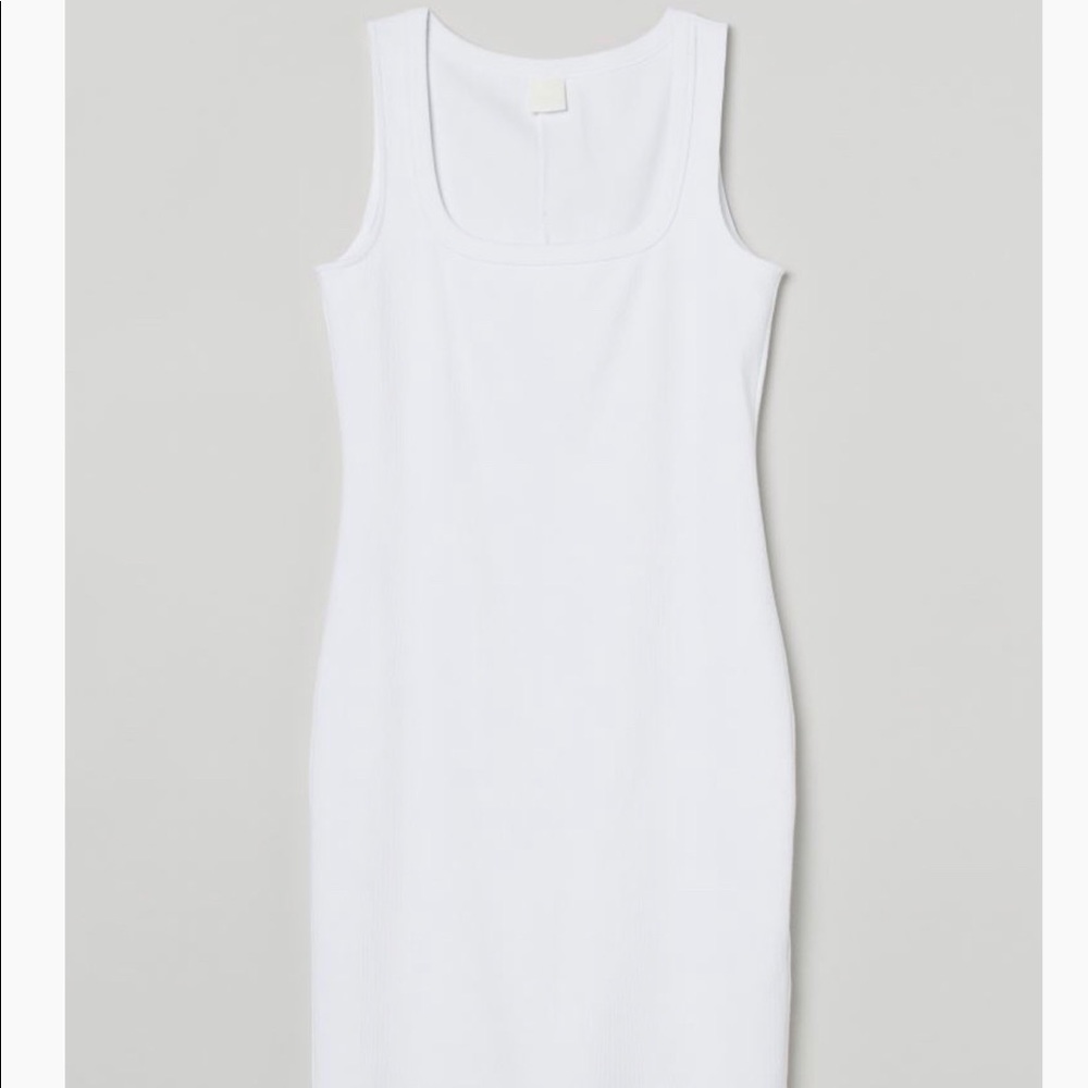 White ribbed jersey dress